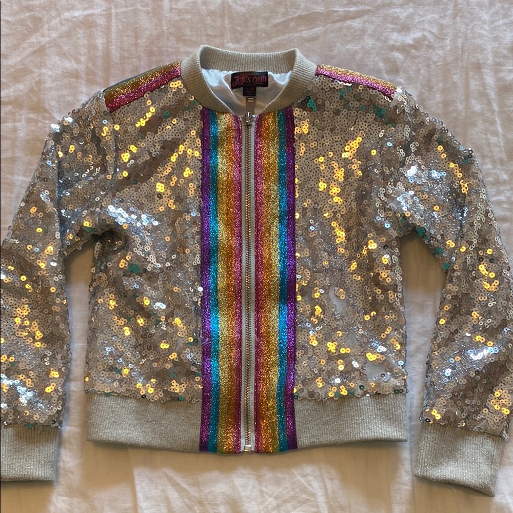 Sequin Rainbow Bomber Jacket